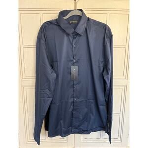 NWT Tailored Athlete size XXXL 3X dark blue button down shirt
